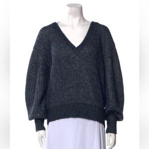 Veronica Beard Navy V-Neck Sweater